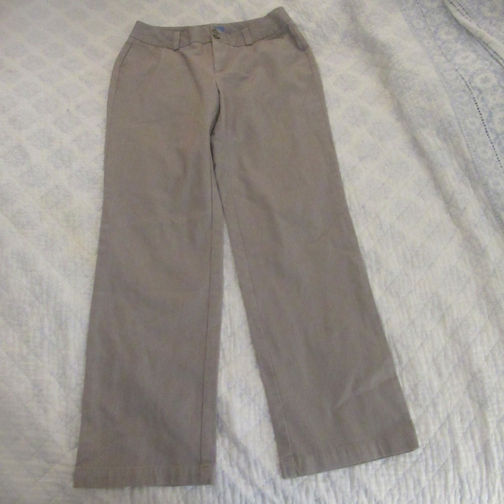 Dockers Fiona Classic Fit Pants Women 6 Med Khaki Tan Micro Stripe